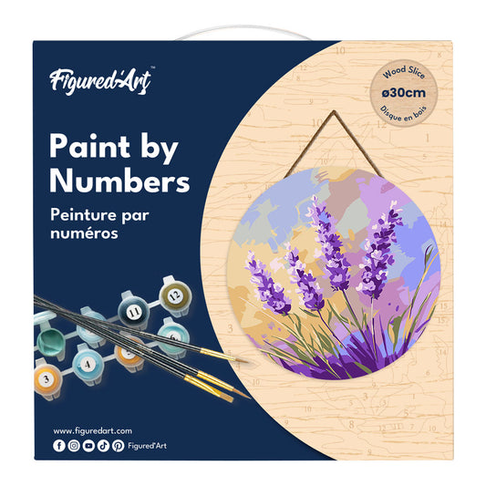 Paint by numbers on Wood Slice - Lavender