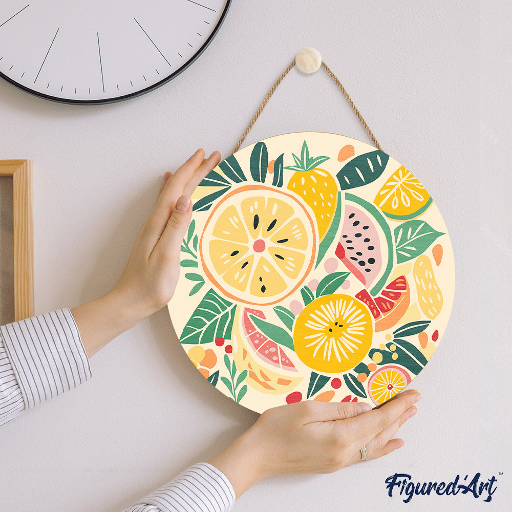 Paint by numbers on Wood Slice - Fruits