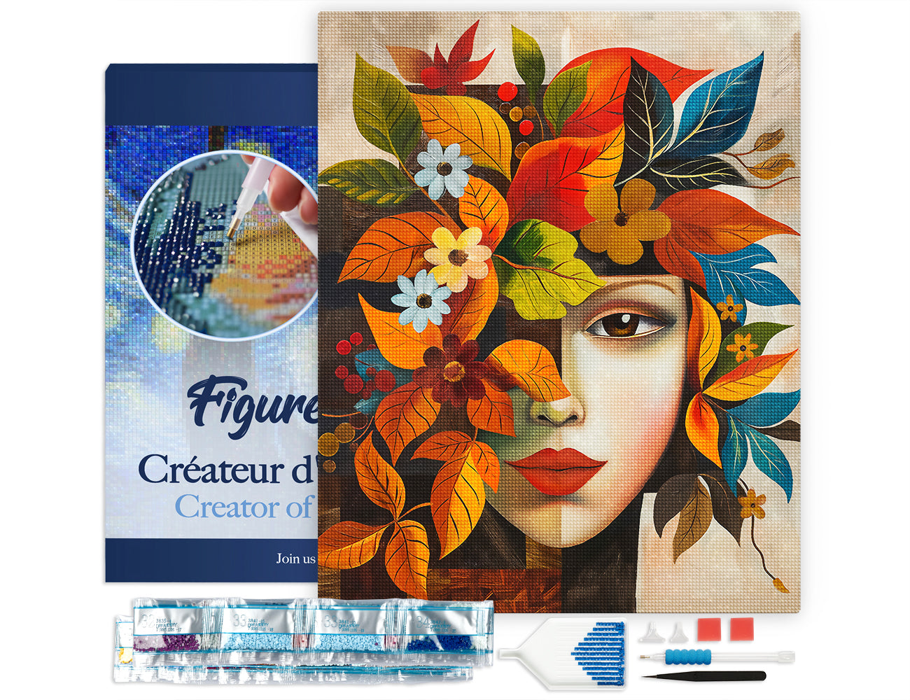 Diamond Painting - Picasso-inspired Autumn Flora Face canvas already framed