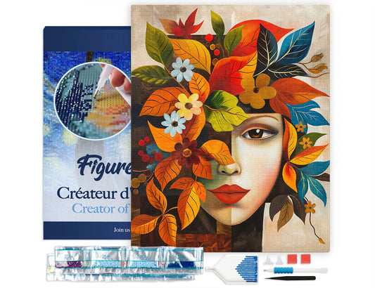 Diamond Painting - Picasso-inspired Autumn Flora Face canvas already framed