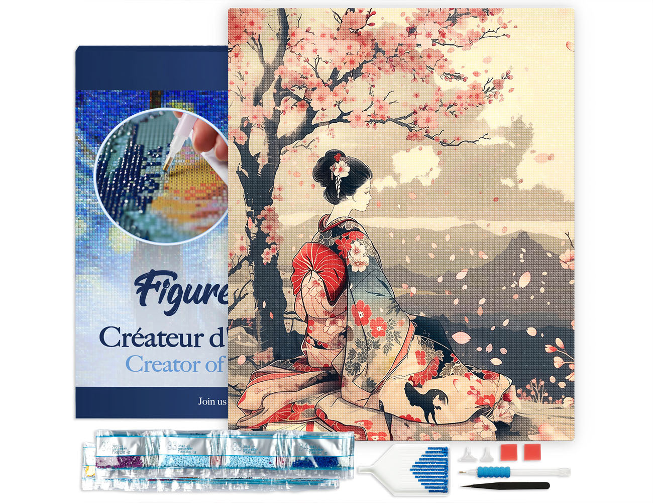 Diamond Painting - Vintage Sakura Lady canvas already framed