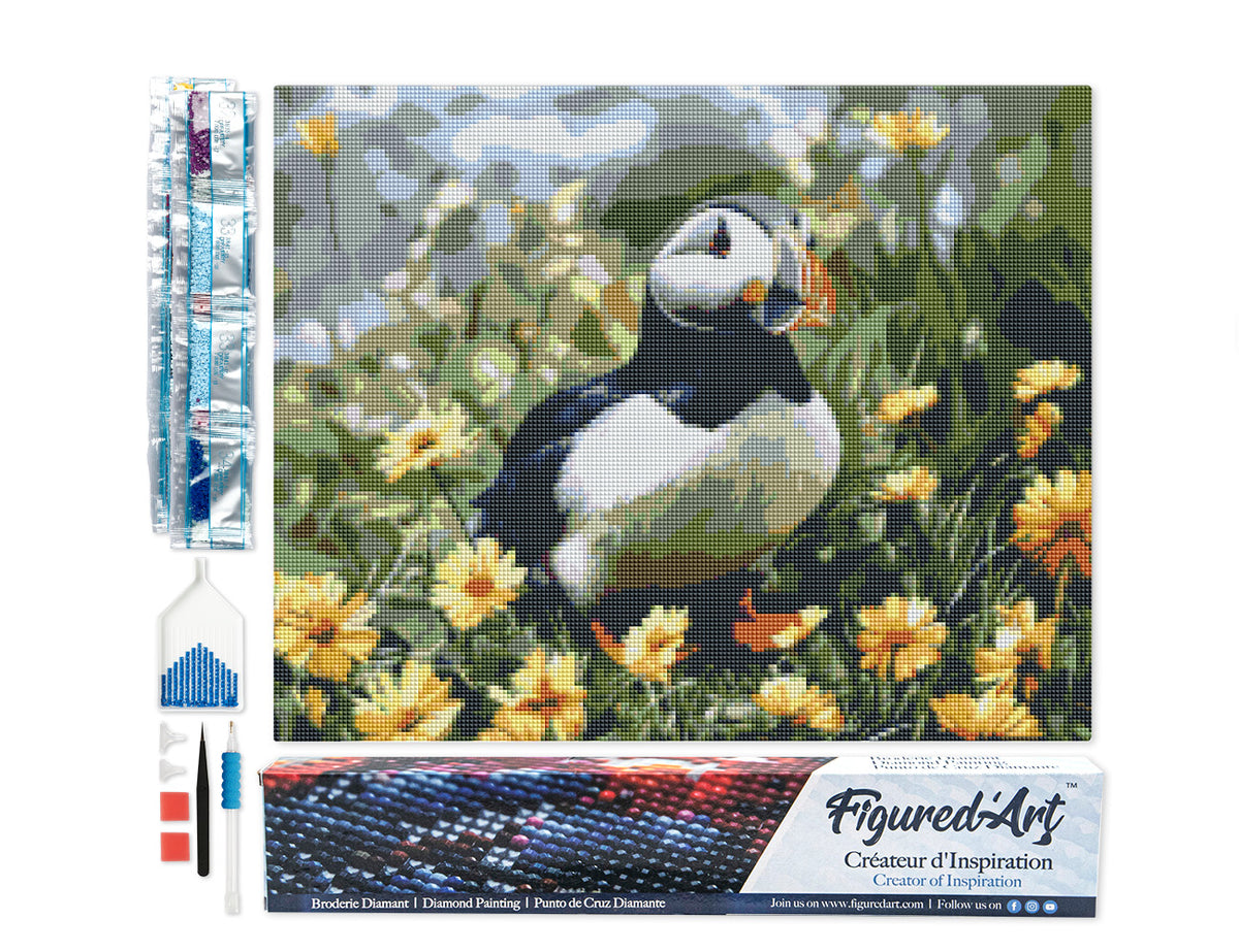 Diamond Painting - Puffin spring blooms