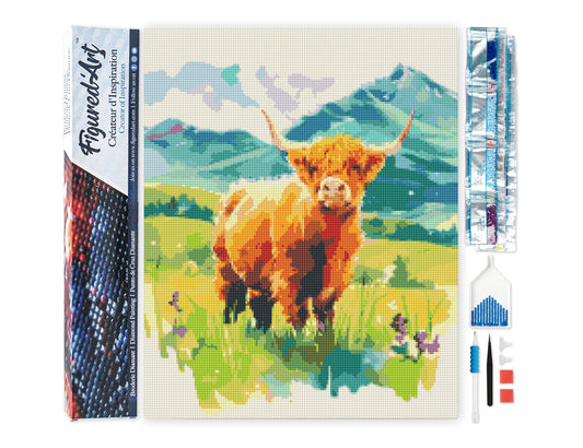 Diamond Painting - Highland Cow Pastel Valley