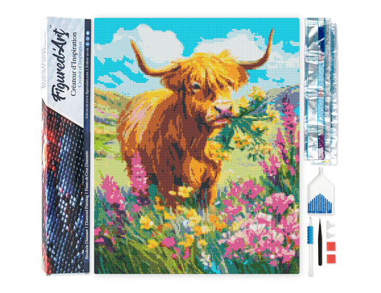 Diamond Painting - Highland Cow Flower Bliss