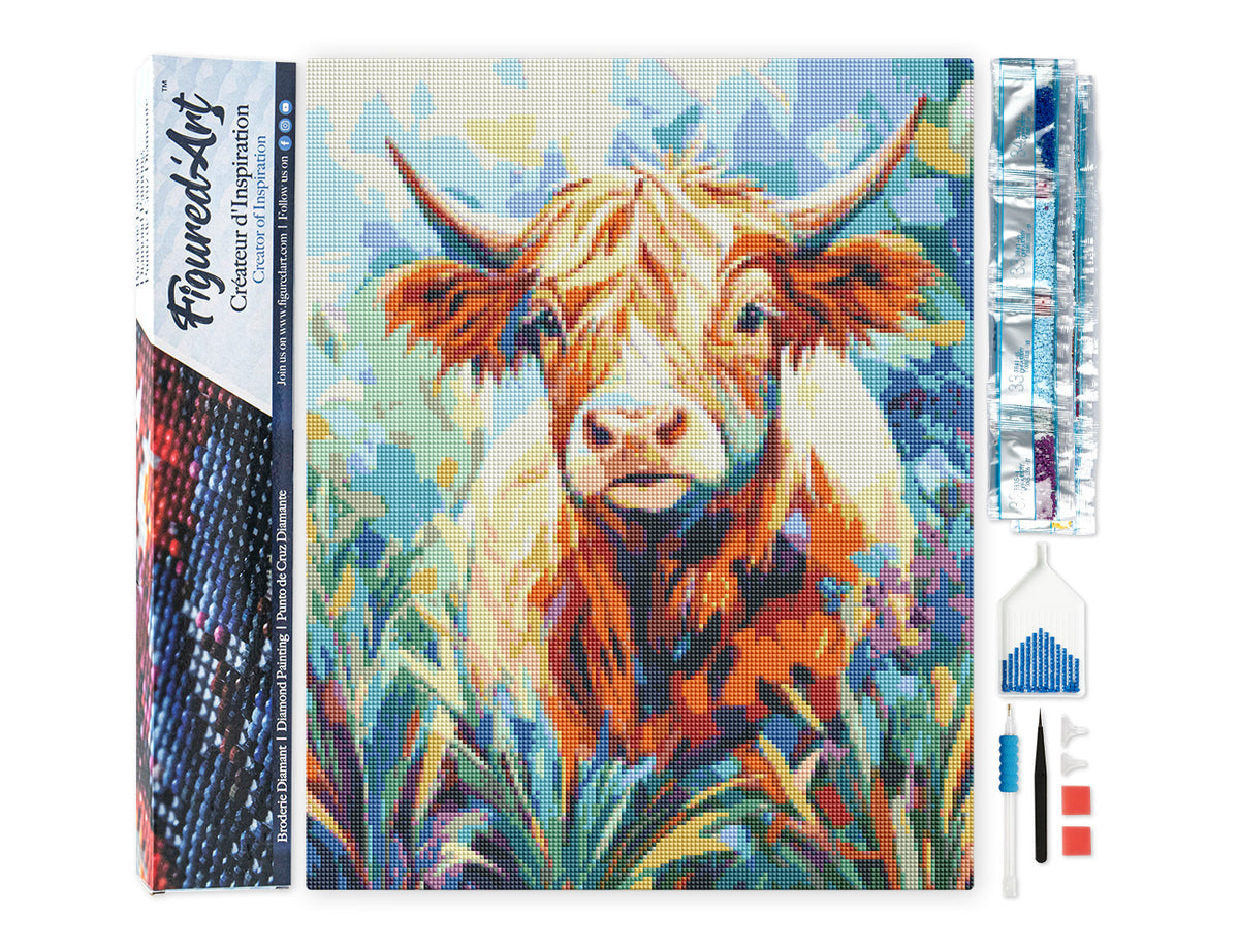 Diamond Painting - Highland Cow in Bloom