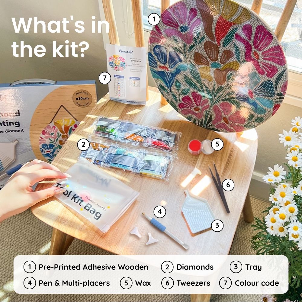 Diamond Painting on Wood Slice - Provence Spring