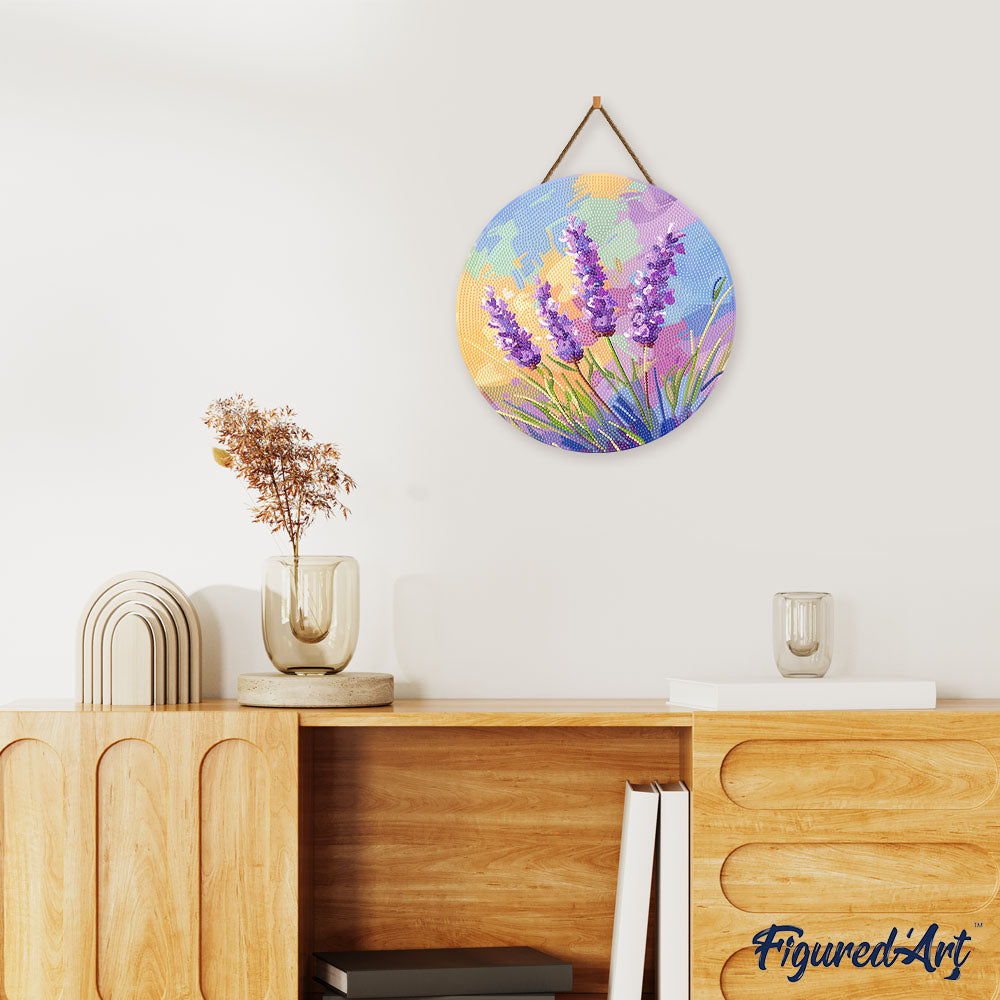 Diamond Painting on Wood Slice - Lavender