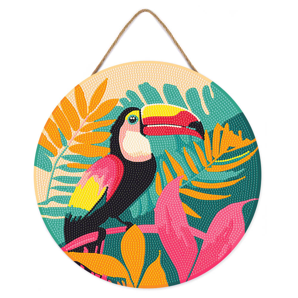 Diamond Painting on Wood Slice - Tropical Toucan