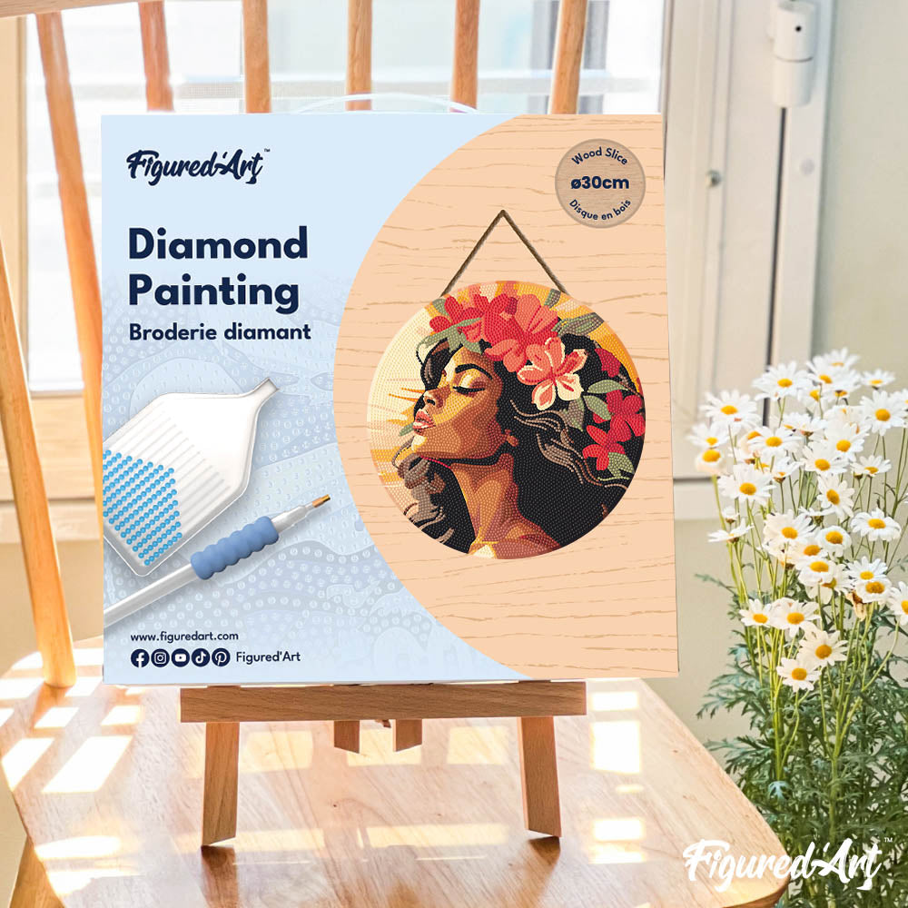 Diamond Painting on Wood Slice - Floral Woman