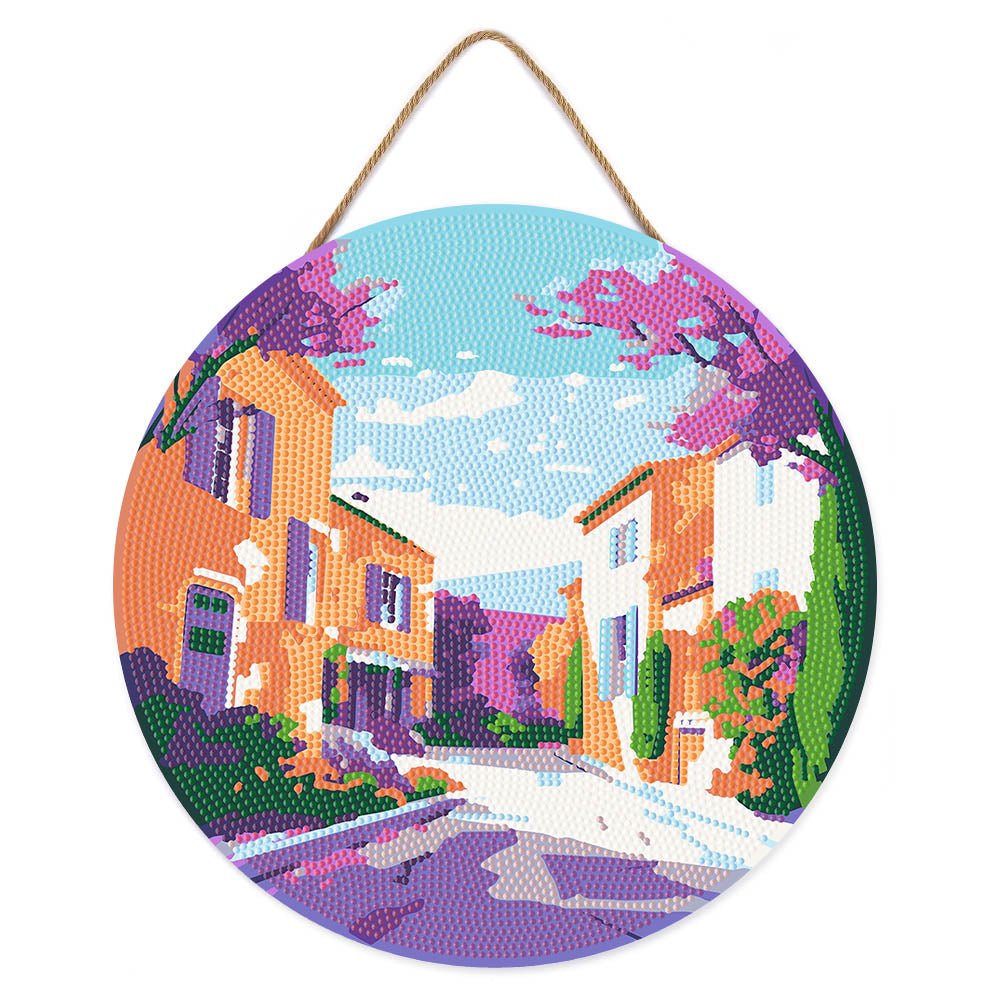 Diamond Painting on Wood Slice - Provence Spring