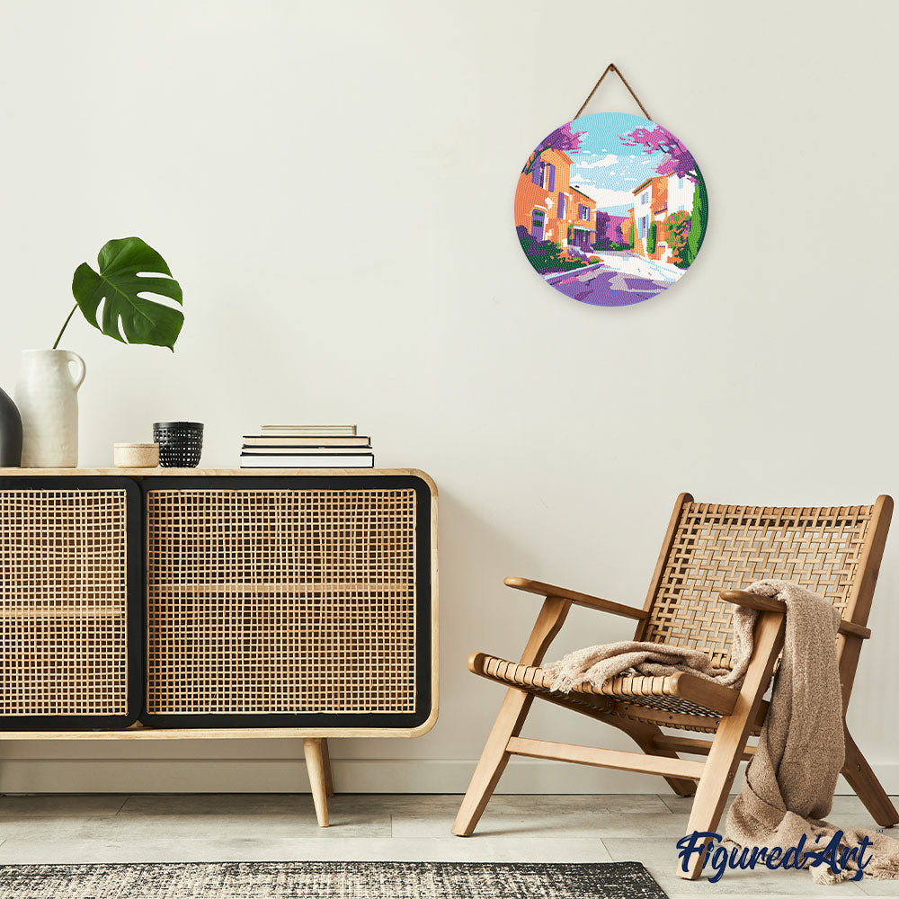 Diamond Painting on Wood Slice - Provence Spring