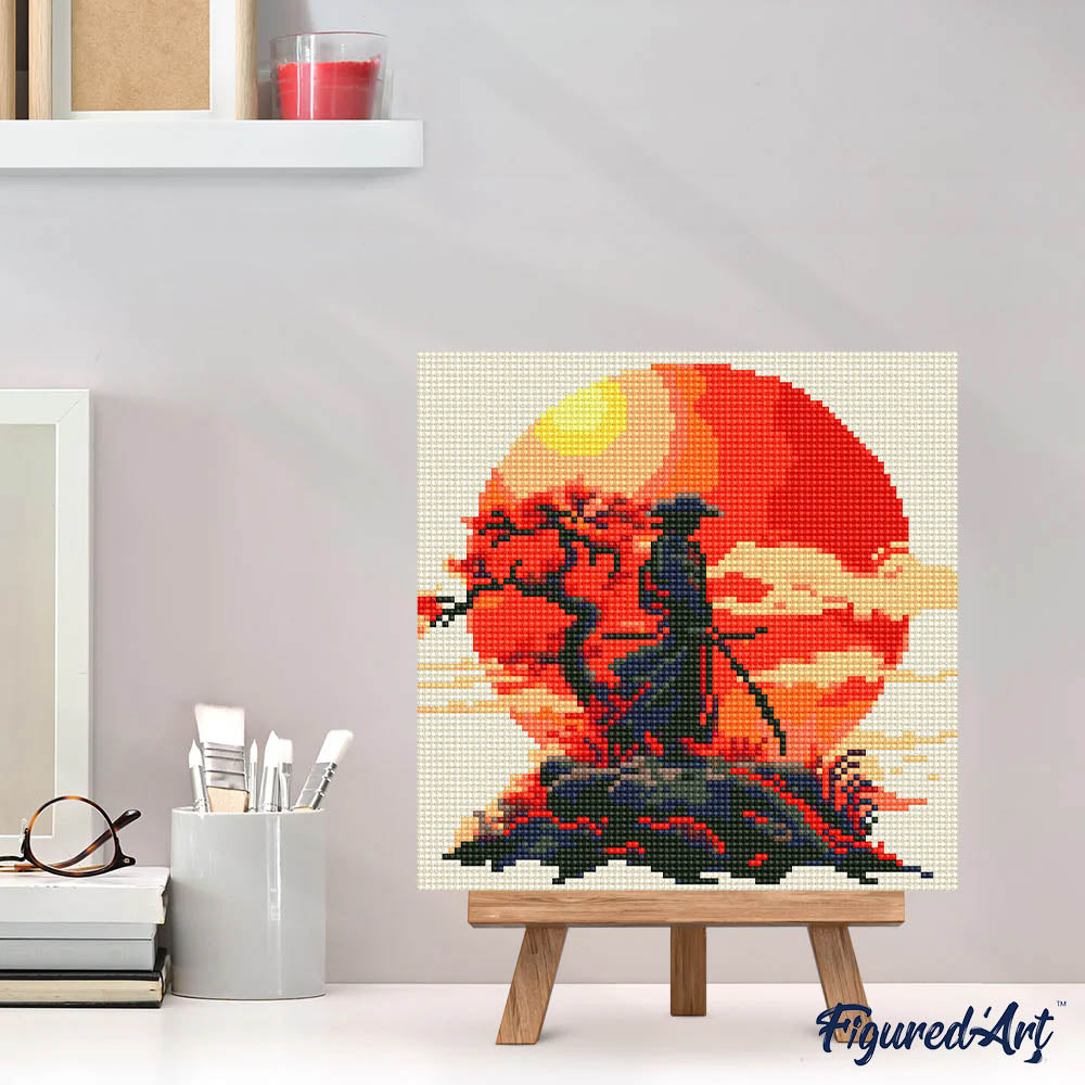 Mini Diamond Painting 25x25cm - Samurai at Sunset Rolled canvas