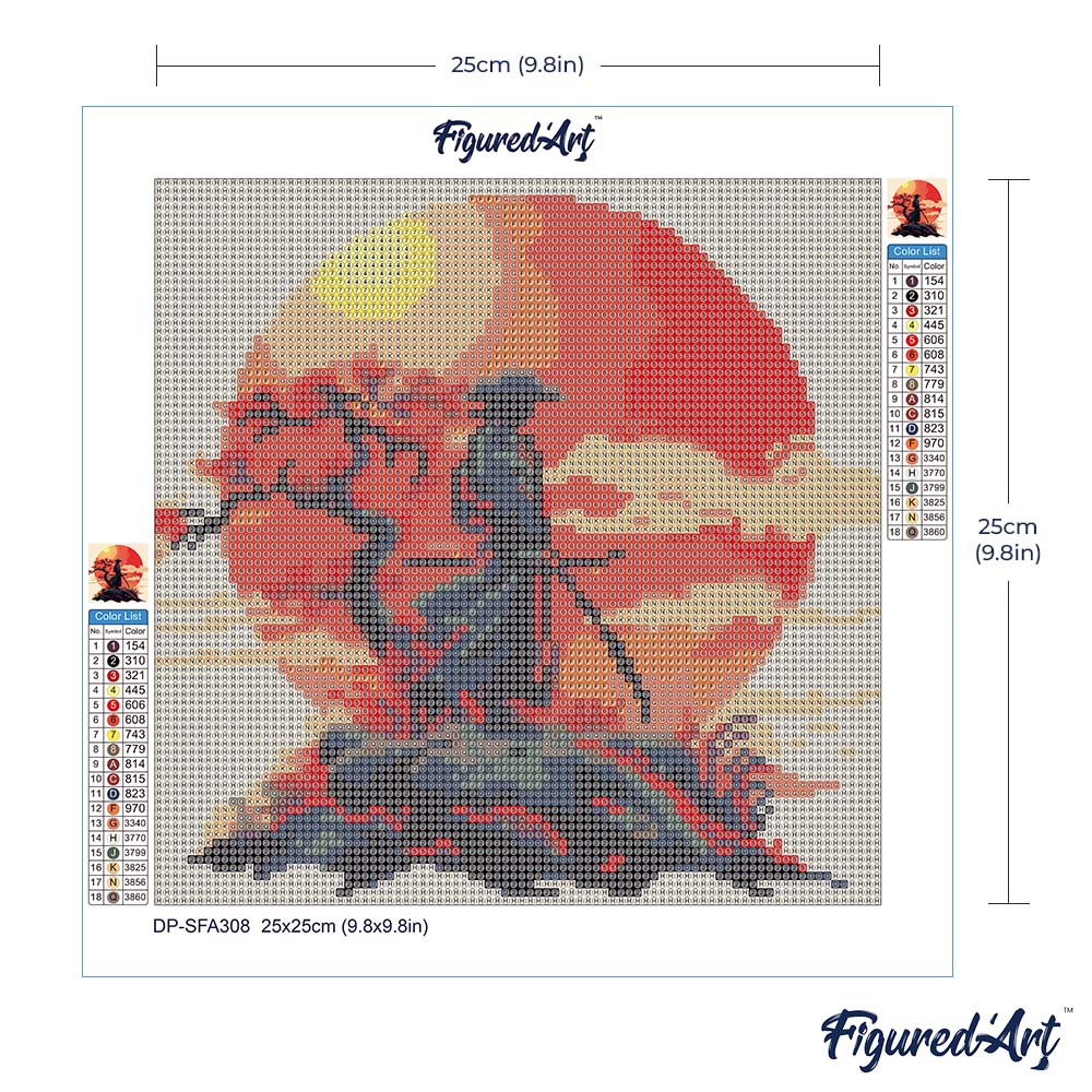 Mini Diamond Painting 25x25cm - Samurai at Sunset Rolled canvas
