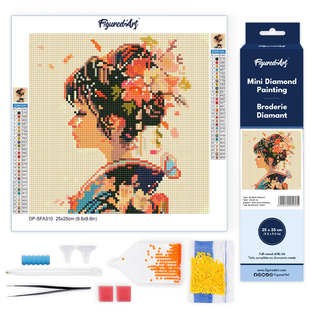 Mini Diamond Painting 25x25cm - Japanese Scent of Love Figured'Art UK