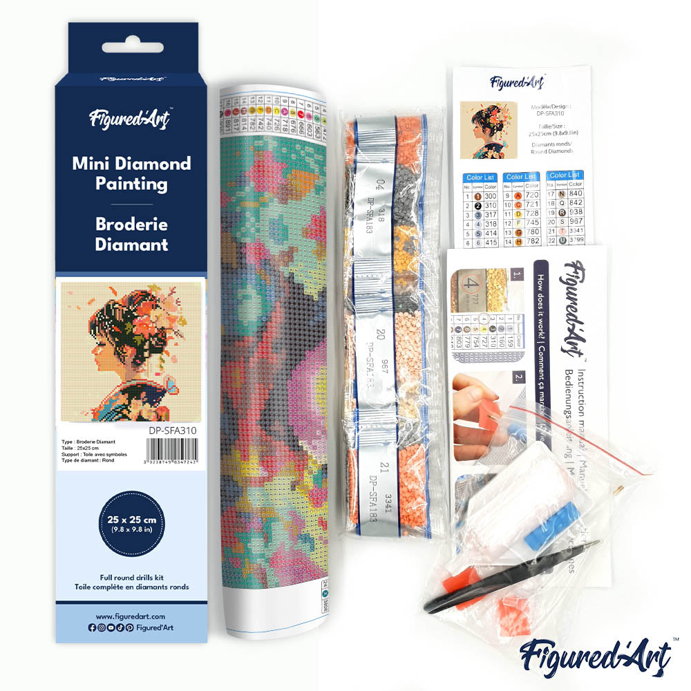 Mini Diamond Painting 25x25cm - Japanese Scent of Love Rolled canvas