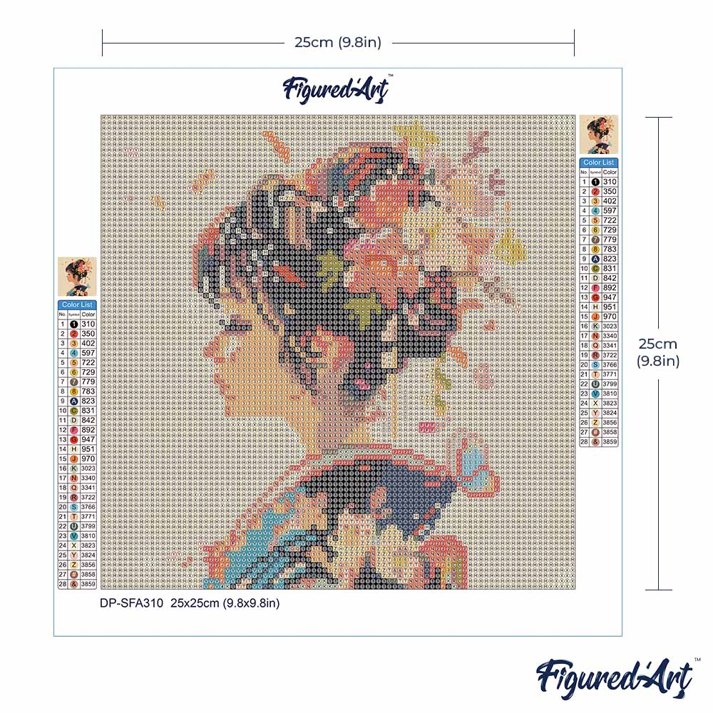 Mini Diamond Painting 25x25cm - Japanese Scent of Love Rolled canvas