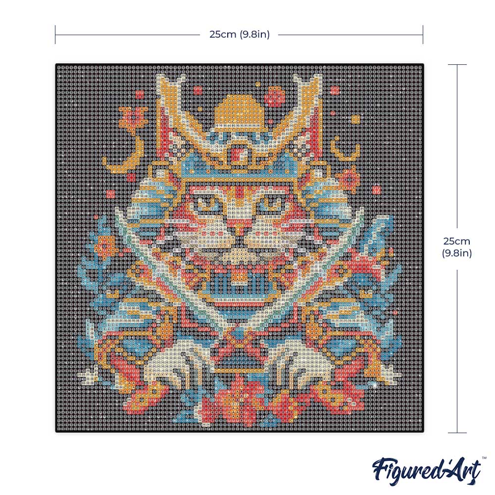 Mini Diamond Painting 25x25cm - Samurai Cat - Framed canvas