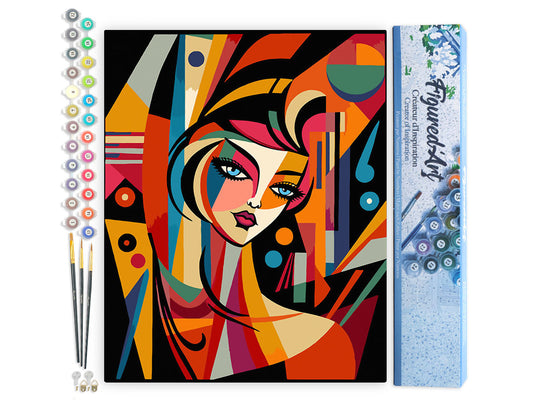 Paint by numbers kit for adults Picasso Style Abstract Woman Figured'Art UK