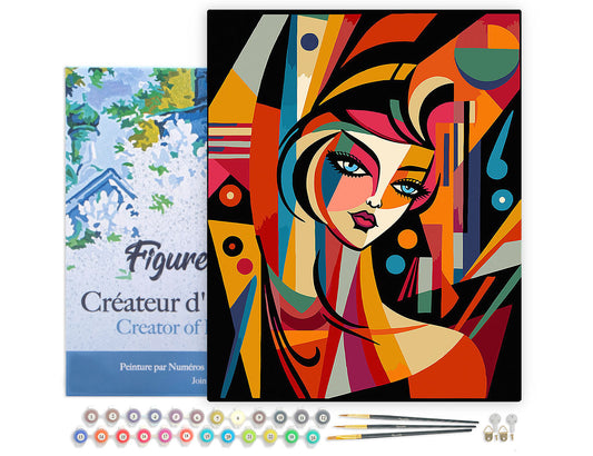 Paint by numbers kit for adults Picasso Style Abstract Woman Figured'Art UK