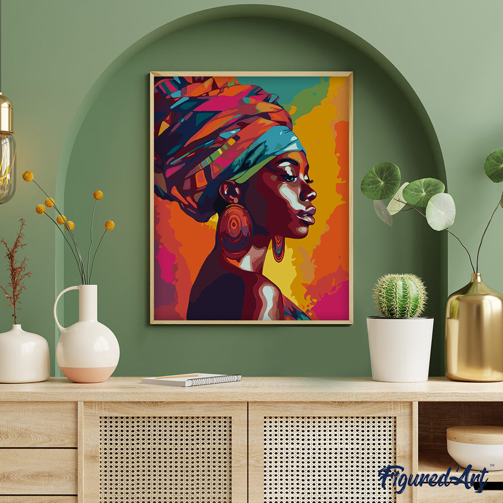 Paint by numbers Vivid African Lady - Framed canvas