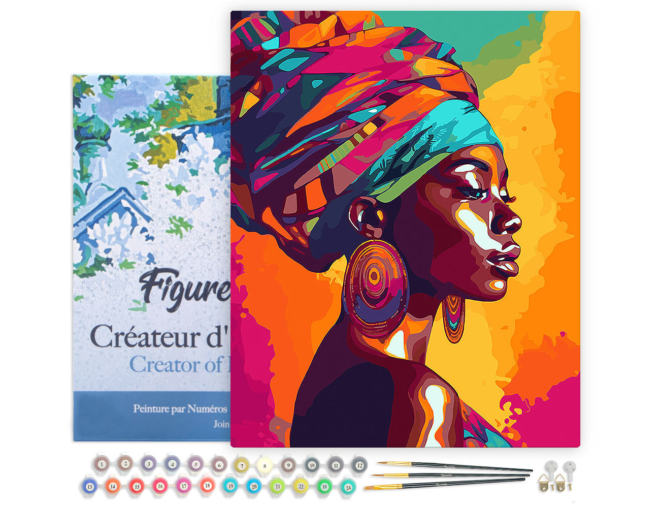 Paint by numbers kit for adults Vivid African Lady Figured'Art UK