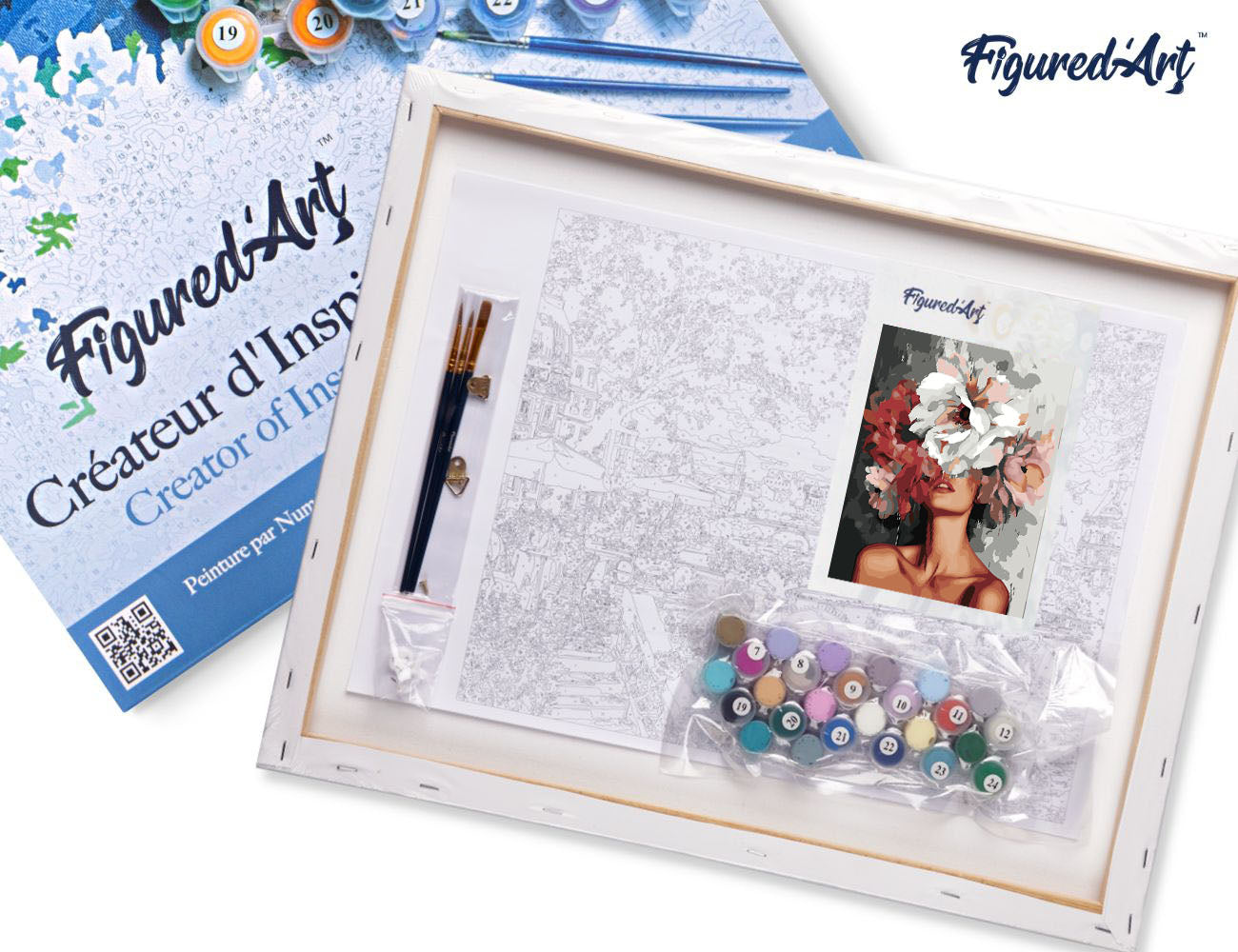 Paint by numbers Beauty Behind Flowers - Framed canvas