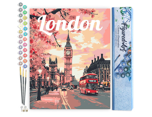 Paint by numbers kit for adults Travel Poster London in Bloom Figured'Art UK