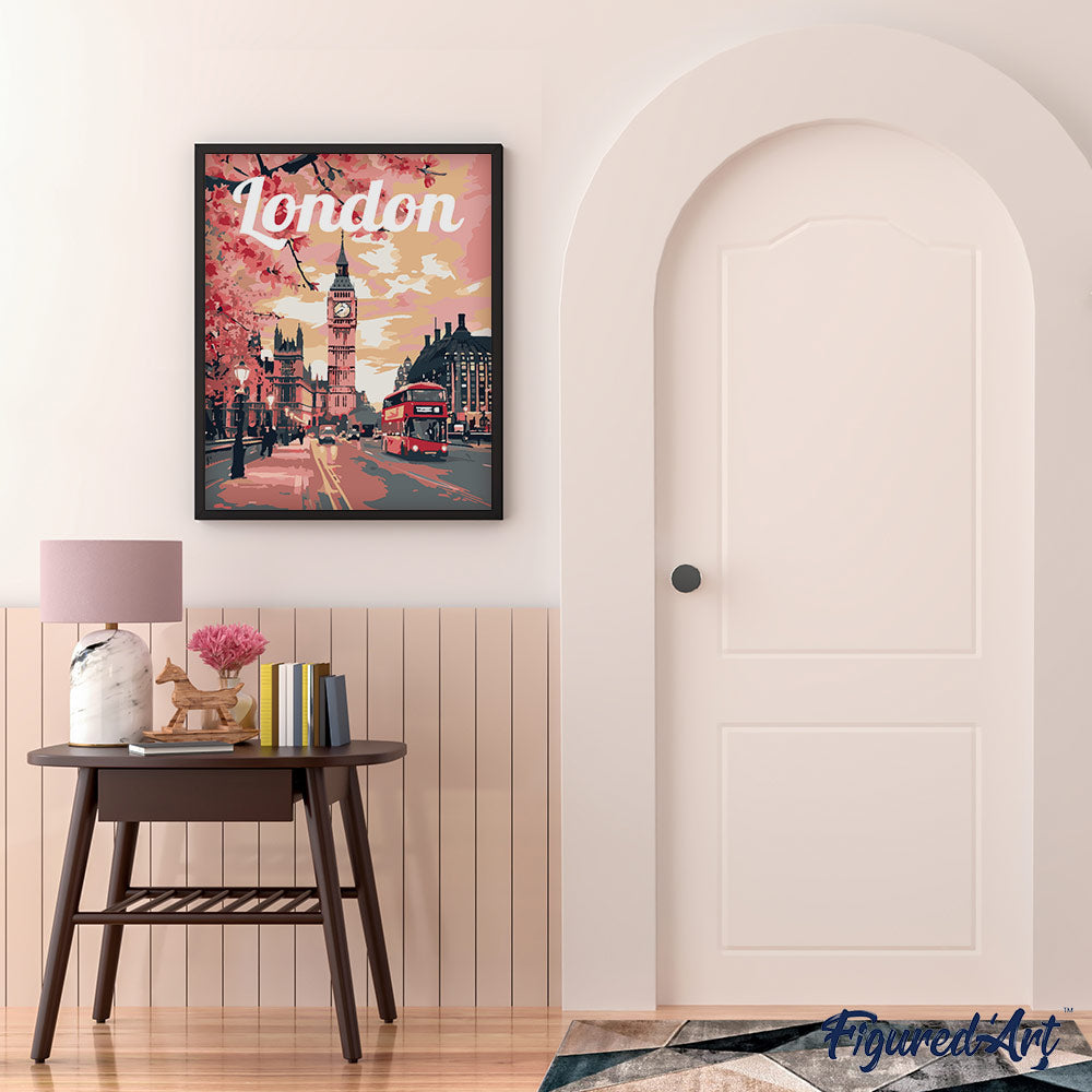 Paint by numbers Travel Poster London in Bloom - Rolled canvas