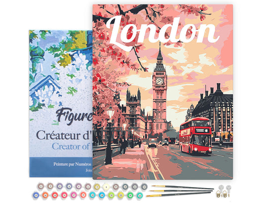 Paint by numbers kit for adults Travel Poster London in Bloom Figured'Art UK