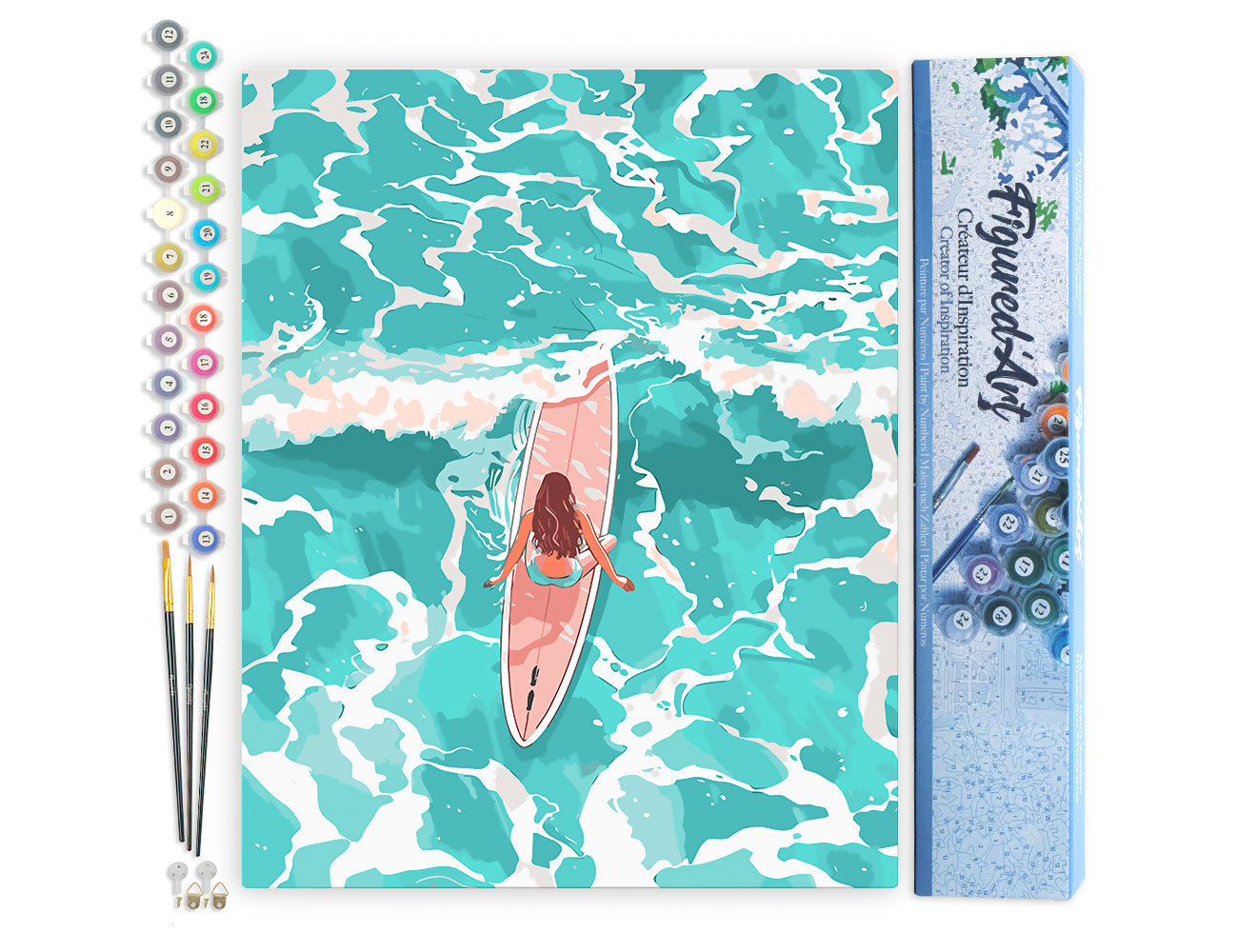 Paint by numbers kit for adults Girl Amongst the Waves Figured'Art UK