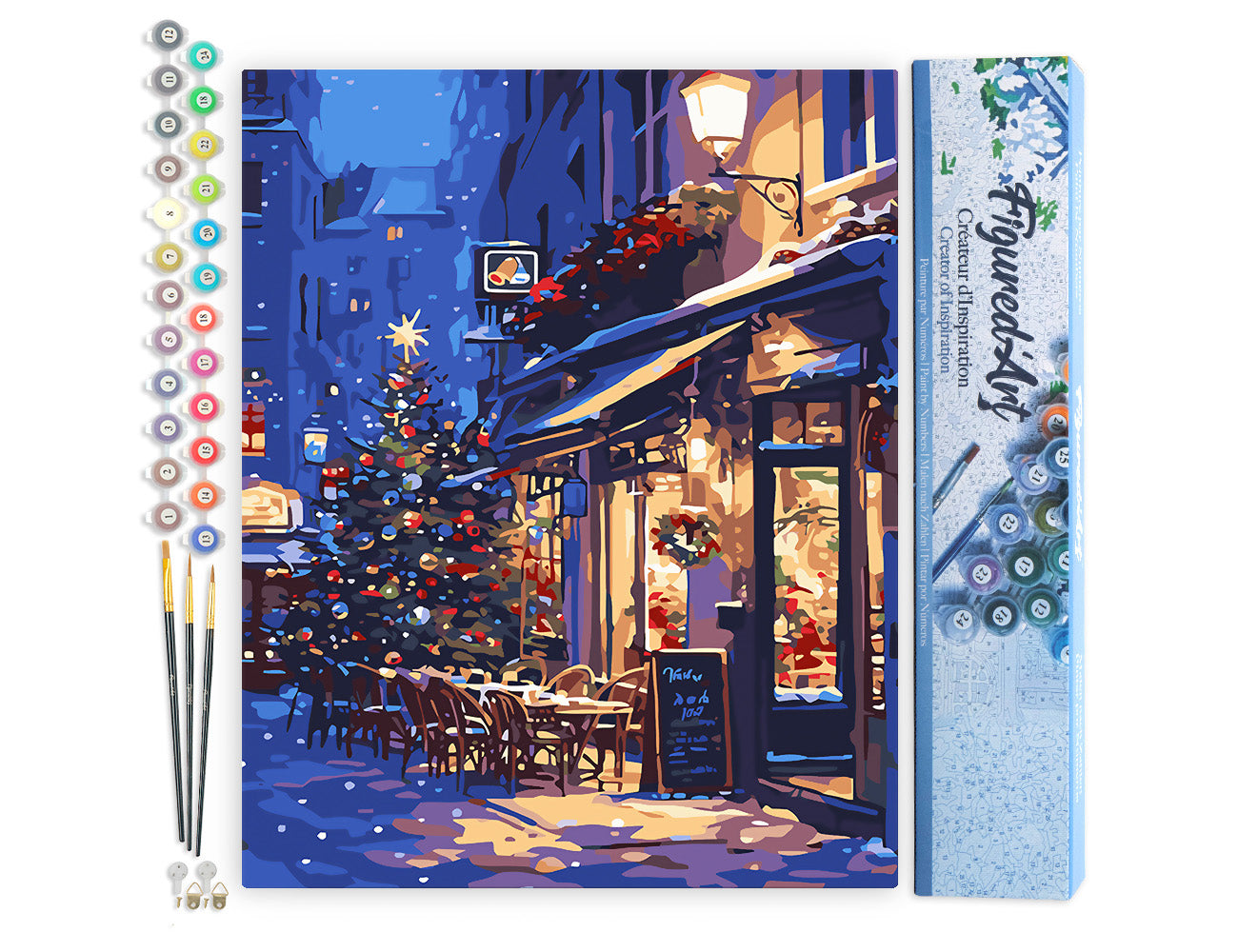 Paint by numbers kit for adults Festive Night Café Figured'Art UK