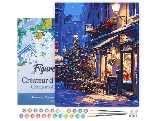 Paint by numbers kit for adults Festive Night Café Figured'Art UK