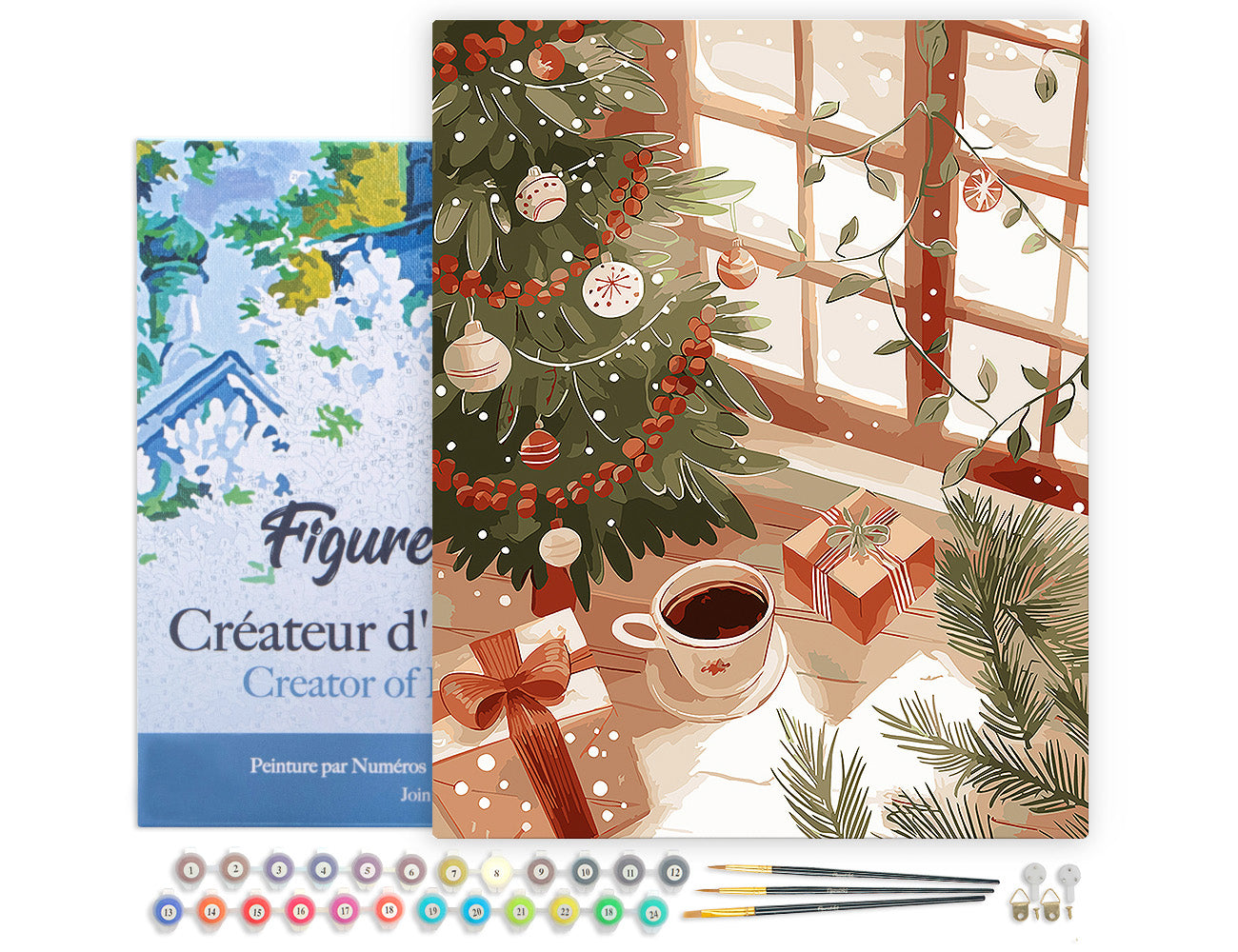 Paint by numbers kit for adults Cosy Christmas Morning Figured'Art UK