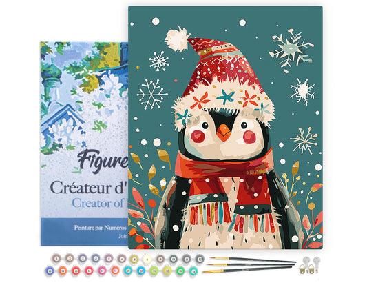 Paint by numbers kit for adults Little Christmas Penguin Figured'Art UK