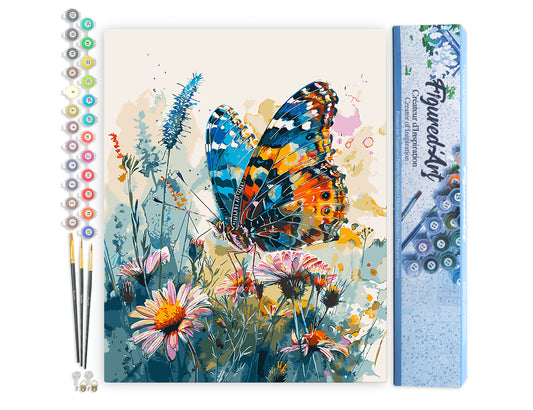 Paint by numbers kit for adults Butterfly and Flowers Figured'Art UK