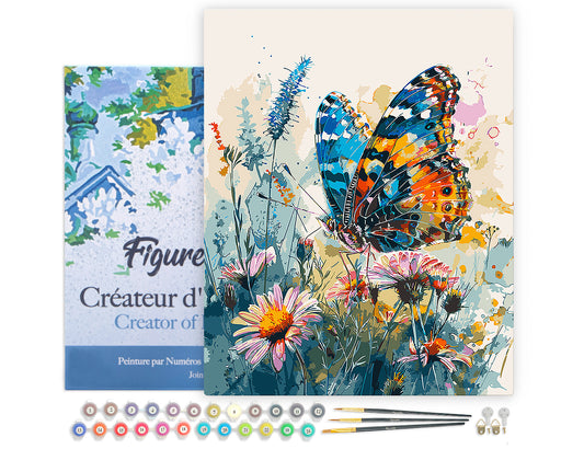 Paint by numbers kit for adults Butterfly and Flowers Figured'Art UK