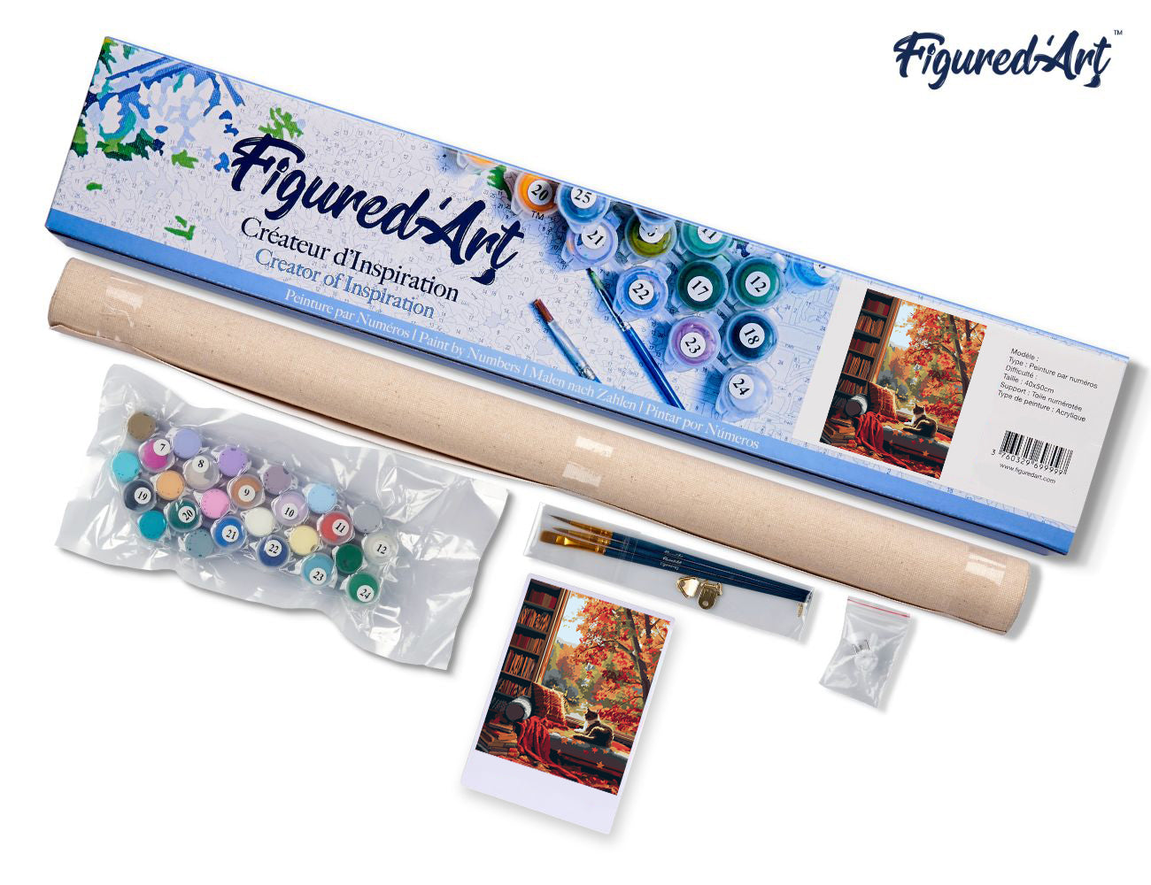 Paint by numbers Cat's Autumn View - Rolled canvas