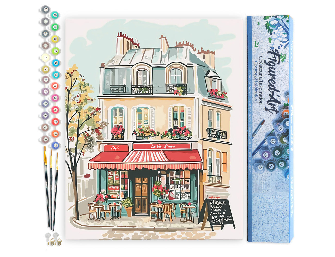 Paint by numbers kit for adults Café La Vie Douce Figured'Art UK