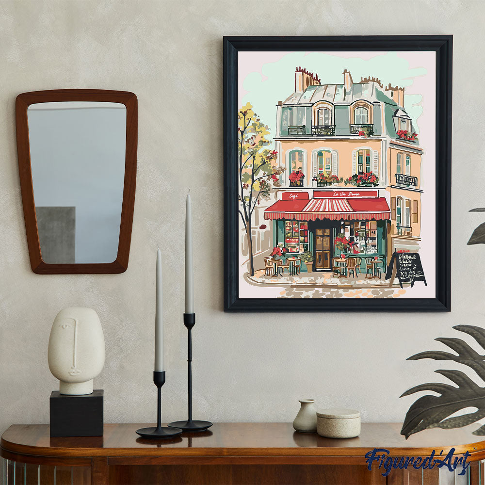 Paint by numbers Café La Vie Douce - Framed canvas