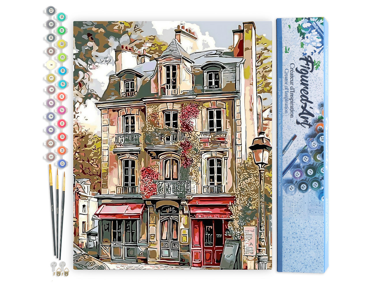 Paint by numbers kit for adults Vintage Paris Facades Figured'Art UK