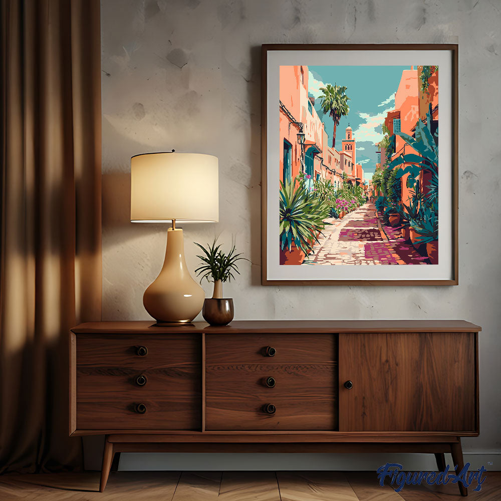 Paint by numbers Moroccan Alleyway - Framed canvas