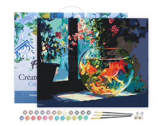 Paint by numbers kit for adults Sunlit Fishbowl Figured'Art UK