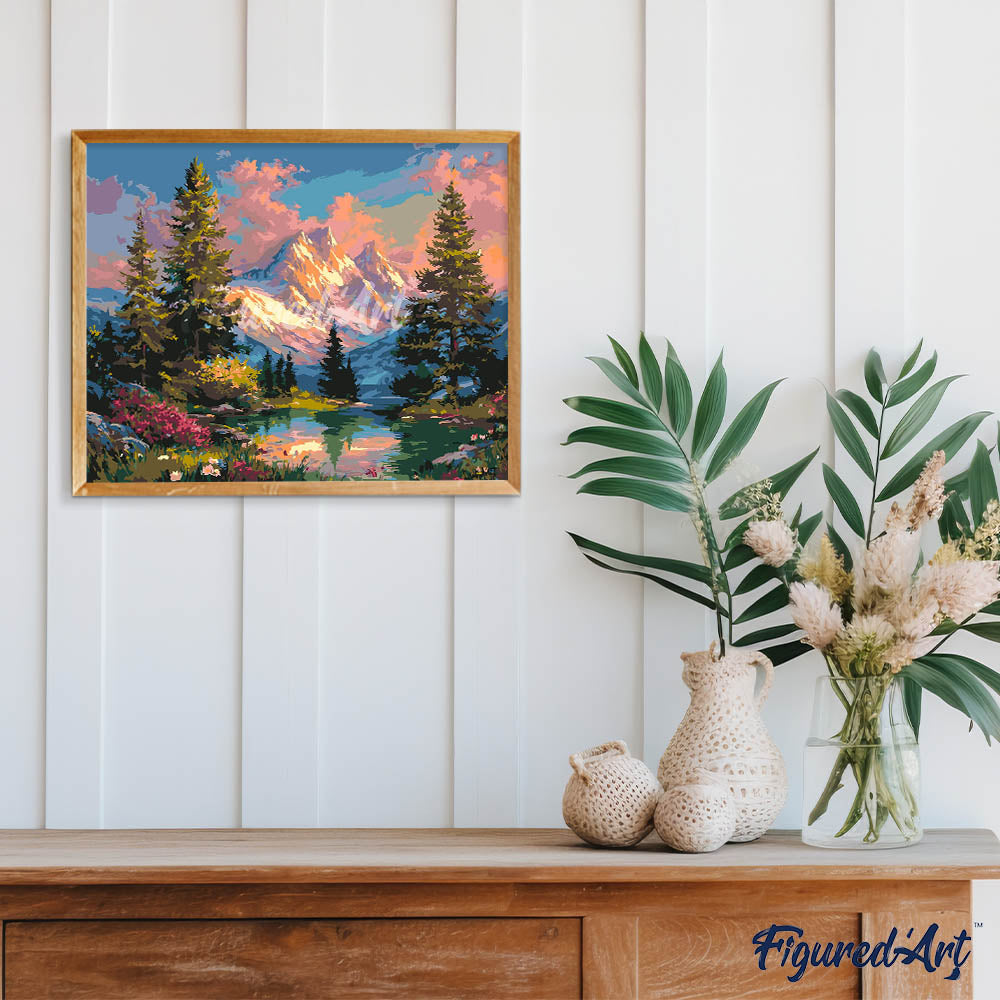 Paint by numbers Alpine Sunset Glow - Rolled canvas