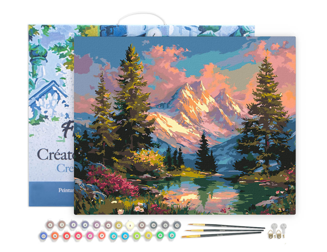 Paint by numbers Alpine Sunset Glow - Framed canvas