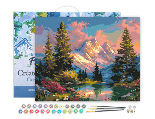 Paint by numbers Alpine Sunset Glow - Framed canvas