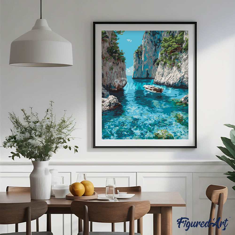 Paint by numbers Peaceful Blue Cove - Framed canvas
