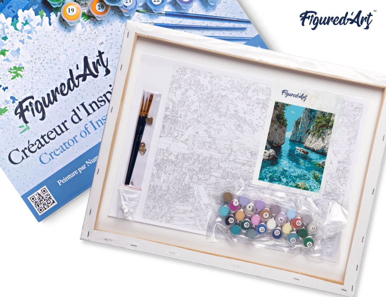 Paint by numbers Peaceful Blue Cove - Framed canvas