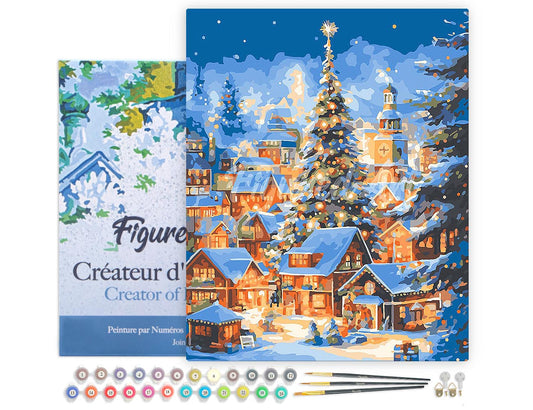 Paint by numbers kit for adults Sparkling Christmas Village Figured'Art UK