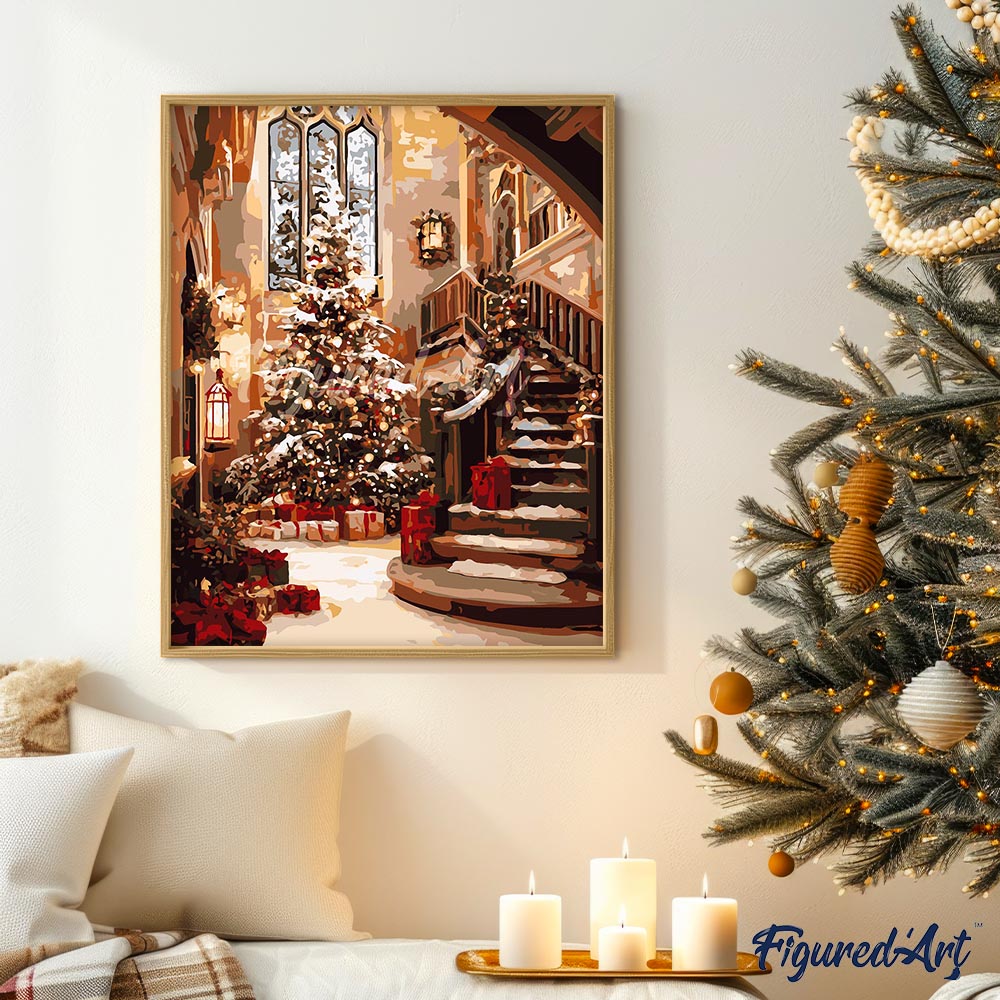 Paint by numbers Grand Christmas Hall - Framed canvas
