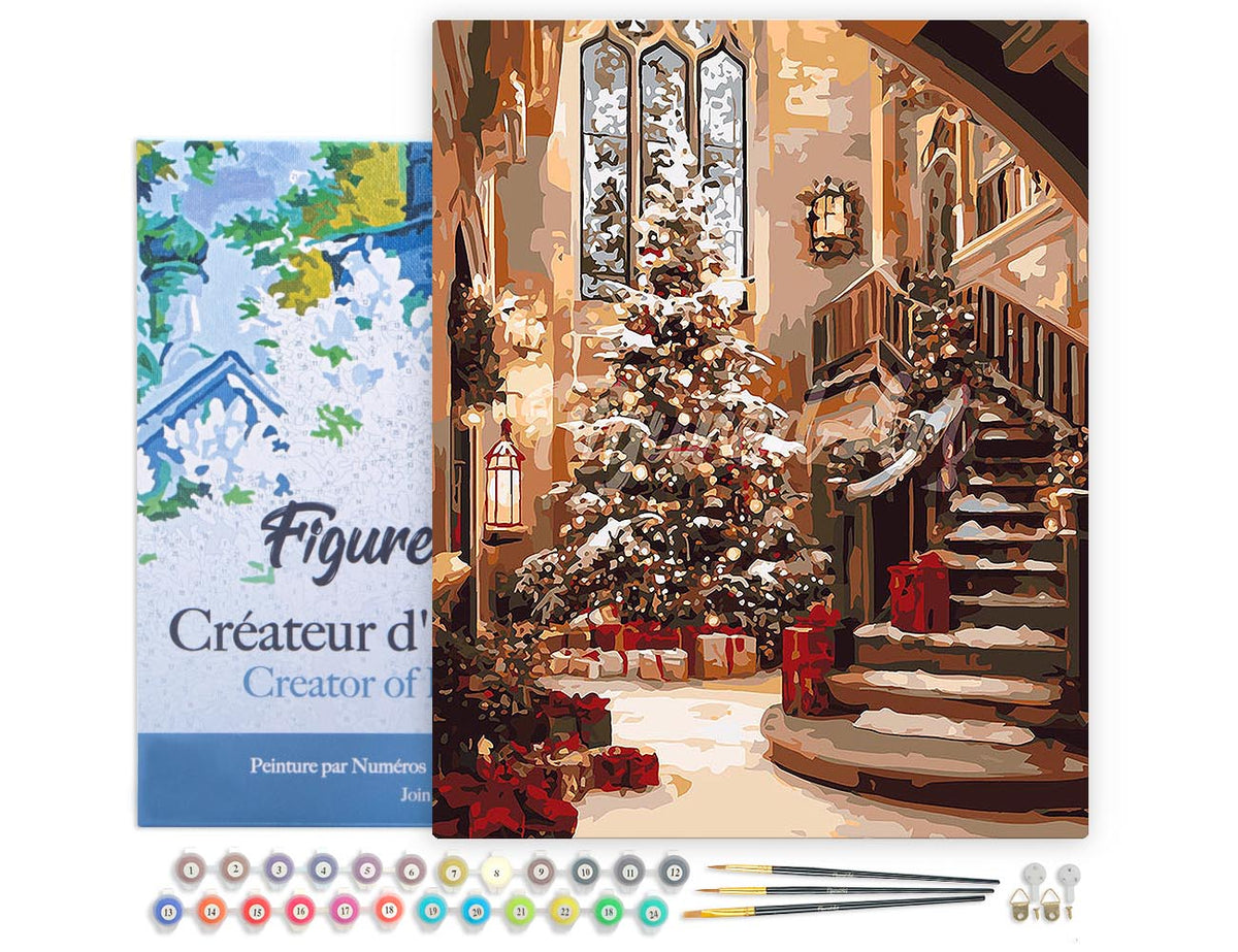 Paint by numbers kit for adults Grand Christmas Hall Figured'Art UK